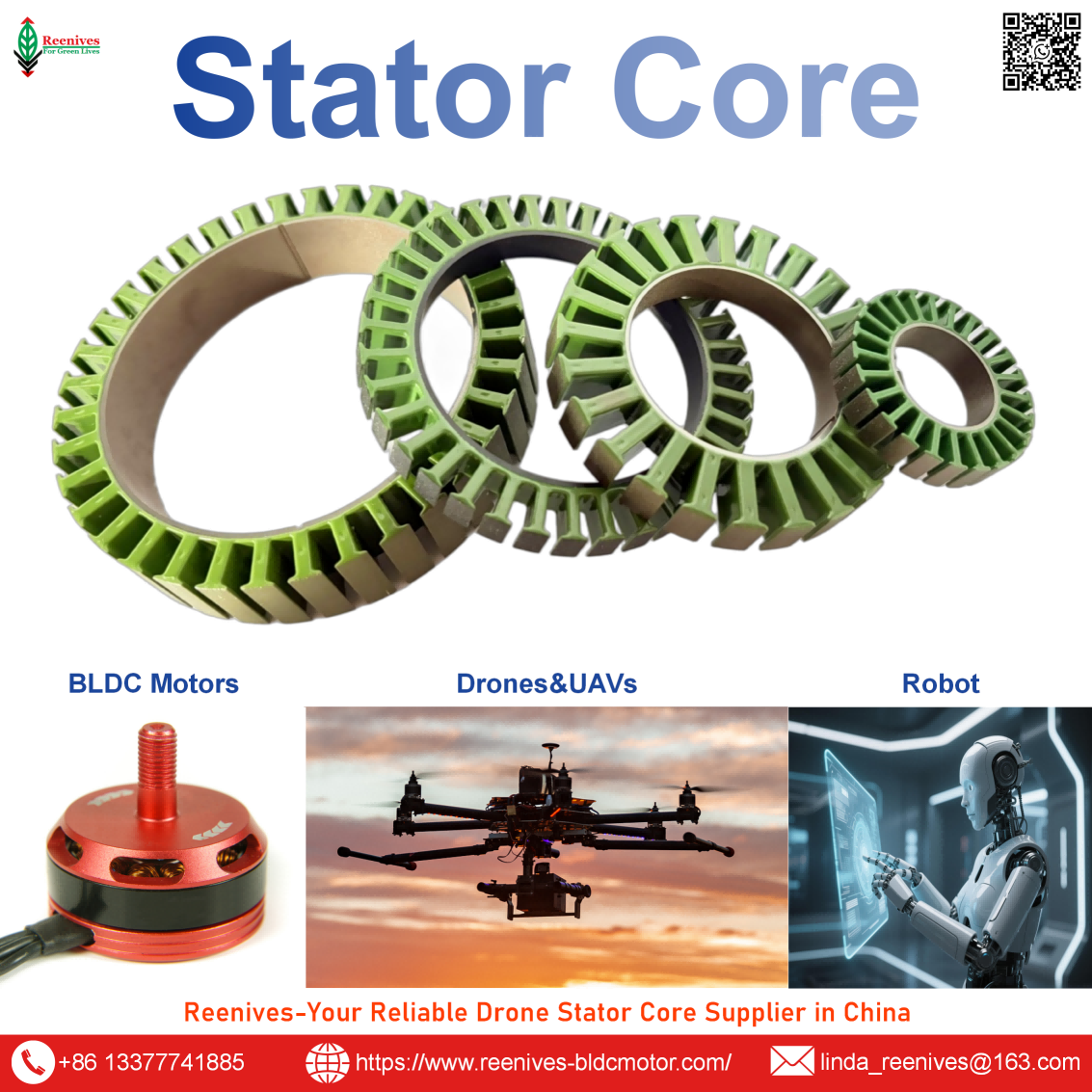 High-torque 100W brushless DC motor for drones & industrial use. OEM stator core, low loss, fast sample.